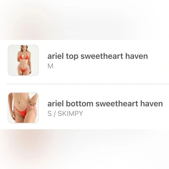 NWT OneOne Swimwear Valentines Day Bikini Ariel Sweetheart Haven Red Pink NEW - Picture 3 of 7